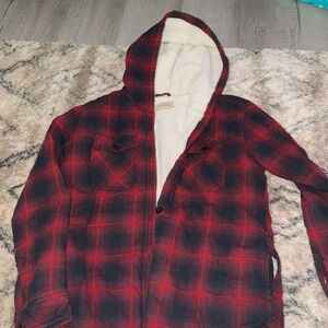Very cozy plaid button down jacket